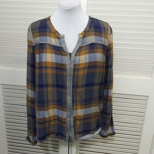 Roxy Long Sleeve Soft Cotton Plaid Top Size Small.